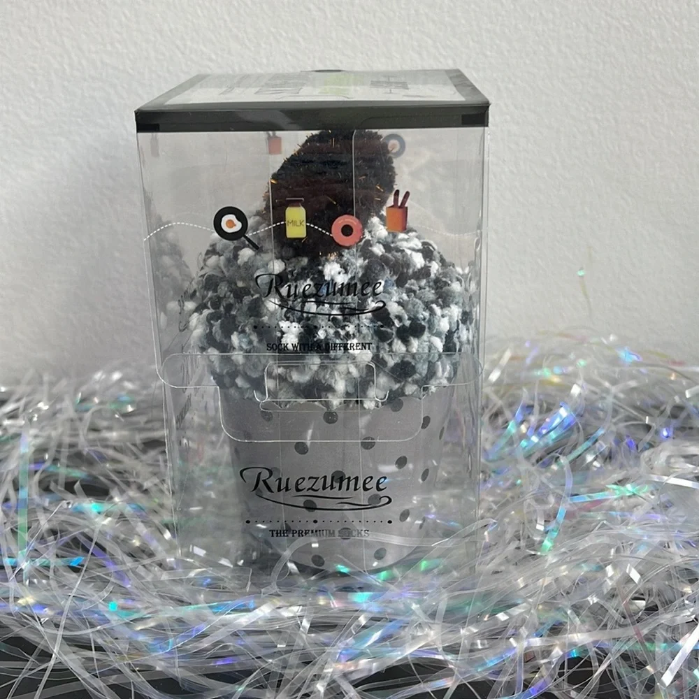 Confetti Cupcake Socks with Pom Poms in Box